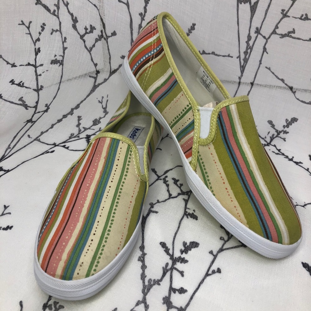 KEDS Women’s Sz 8 Stripped Slip-ons Spring Colors